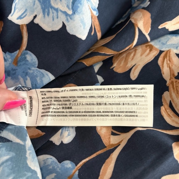 Abercrombie & Fitch Twist Front Midi Dress Angel Sleeve Blue Floral Small NWT - Picture 8 of 8